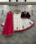 Embroidered Cotton Lehenga With Blouse And Dupatta-ISKWNAV01058702