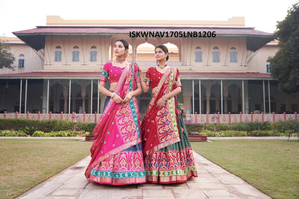 Patola Foil Printed Tussar Silk Lehenga With Blouse And Dupatta-ISKWNAV1705LNB1206