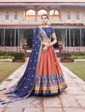 Patola Foil Printed Tussar Silk Lehenga With Blouse And Dupatta-ISKWNAV1705LNB1206