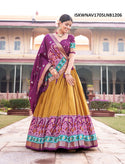 Patola Foil Printed Tussar Silk Lehenga With Blouse And Dupatta-ISKWNAV1705LNB1206