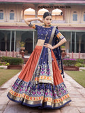 Patola Foil Printed Tussar Silk Lehenga With Blouse And Dupatta-ISKWNAV1705LNB1206