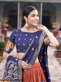 Patola Foil Printed Tussar Silk Lehenga With Blouse And Dupatta-ISKWNAV1705LNB1206