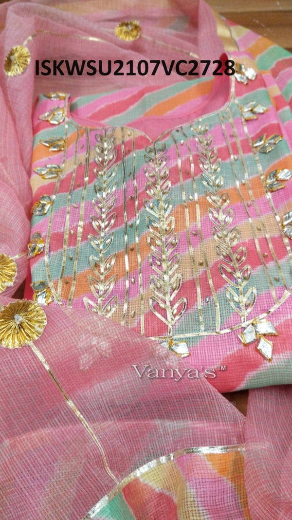 Hand Block Lehariya Kota Doriya Kurti With Cotton Pant And Kota Doriya Dupatta-ISKWSU2107VC2727/VC2728/VC2743