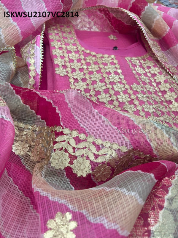 Kota Doriya Kurti With Cotton Pant And Lehariya Printed Kota Doriya Dupatta-ISKWSU2107VC2814