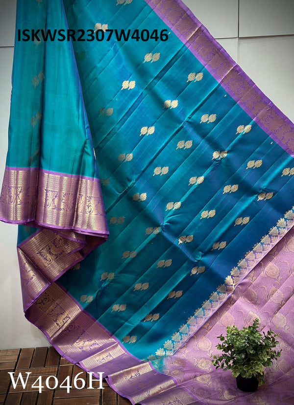 Handloom Kanchi Silk Saree With Contrast Blouse-ISKWSR2307W4046