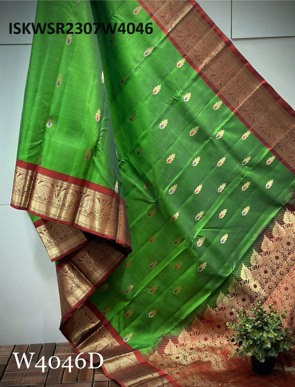 Handloom Kanchi Silk Saree With Contrast Blouse-ISKWSR2307W4046