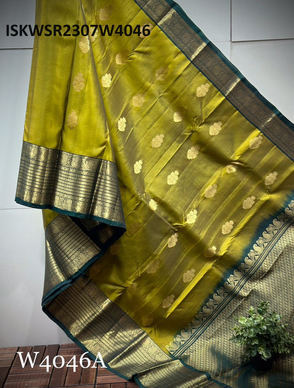 Handloom Kanchi Silk Saree With Contrast Blouse-ISKWSR2307W4046