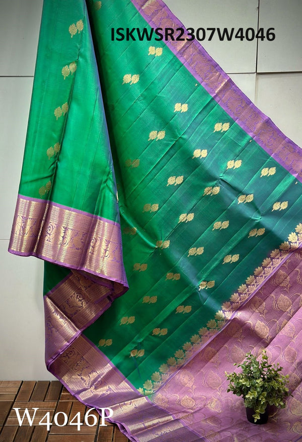 Handloom Kanchi Silk Saree With Contrast Blouse-ISKWSR2307W4046