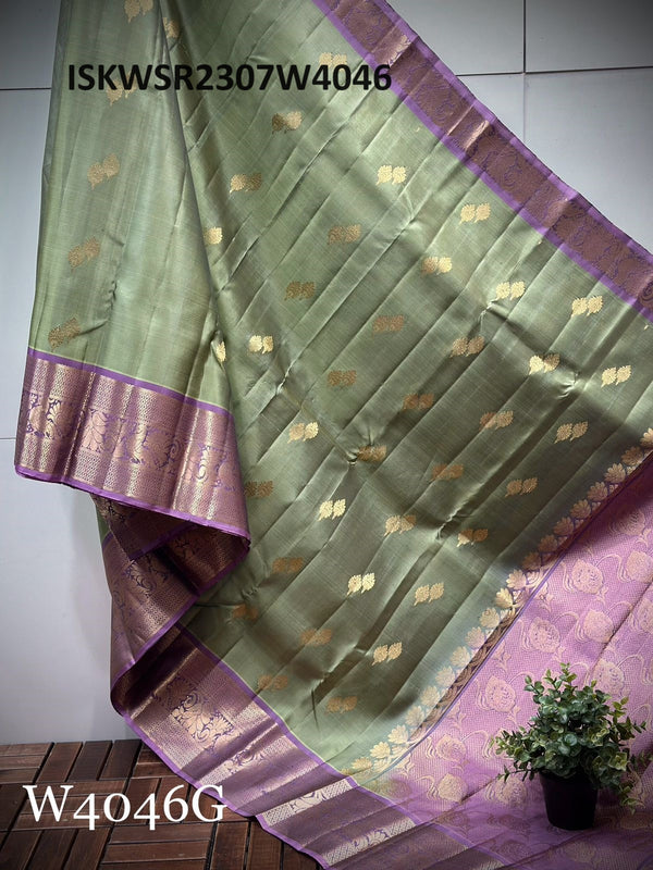 Handloom Kanchi Silk Saree With Contrast Blouse-ISKWSR2307W4046