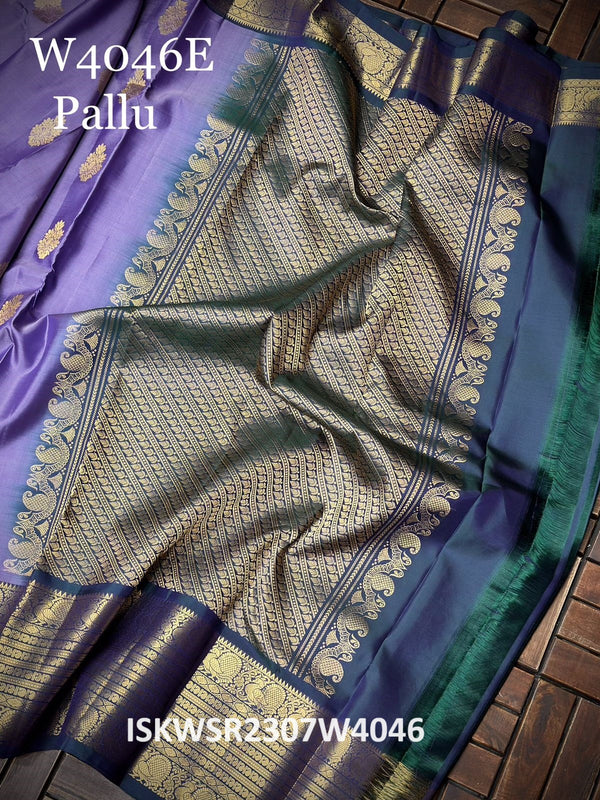 Handloom Kanchi Silk Saree With Contrast Blouse-ISKWSR2307W4046