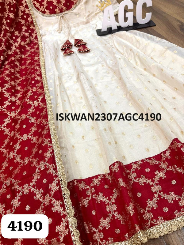 Self Weaving Tissue Silk Anarkali With Dupatta-ISKWAN2307AGC4190