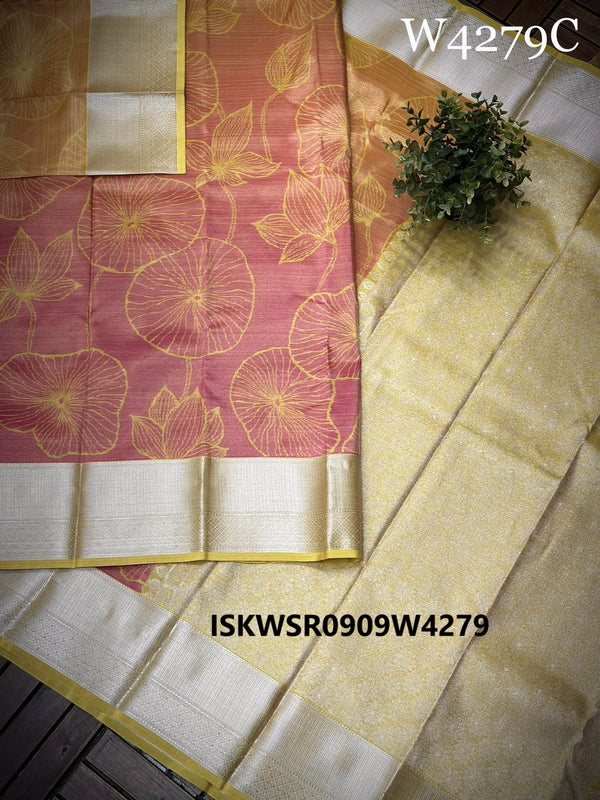 Digital Printed Kanchi Tissue Silk Saree With Contrast Blouse-ISKWSR0909W4279