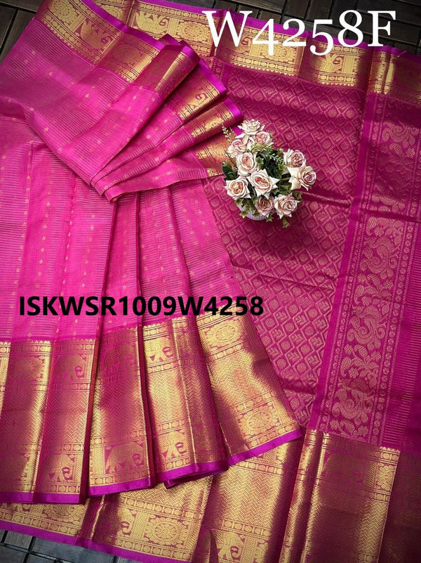 Handloom Silk Saree With Contrast Blouse-ISKWSR1009W4258