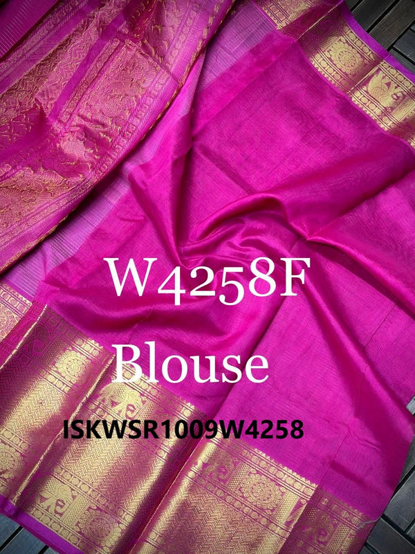 Handloom Silk Saree With Contrast Blouse-ISKWSR1009W4258