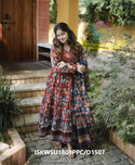 Ajrakh Printed Cotton Anarkali Kurti With Pant And Malmal Cotton Dupatta-ISKWSU1809PPC/D1507