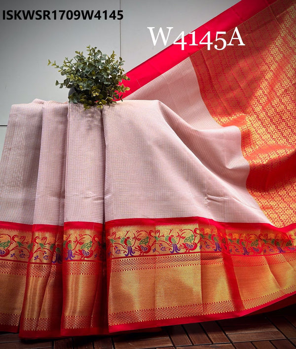 Gadwal Silk Saree With Contrast Blouse-ISKWSR1709W4145