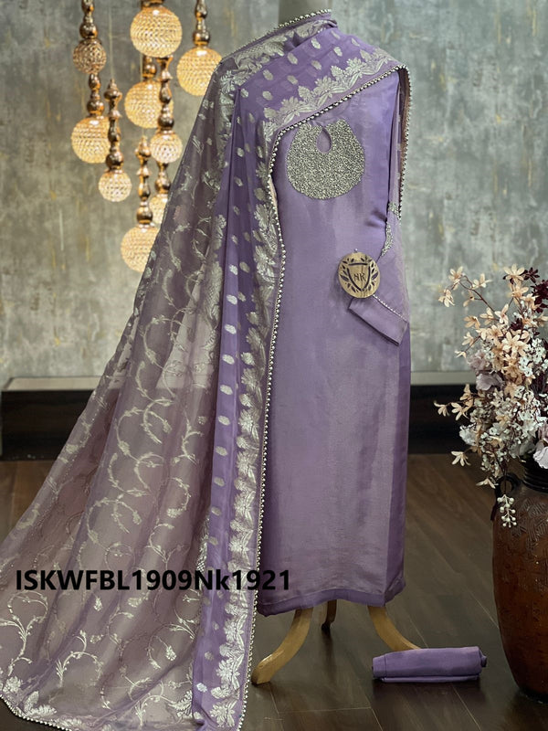 Embroidered Shimmer Organza Kurti With Shantoon Bottom And Jacquard Dupatta-ISKWFBL1909Nk1921