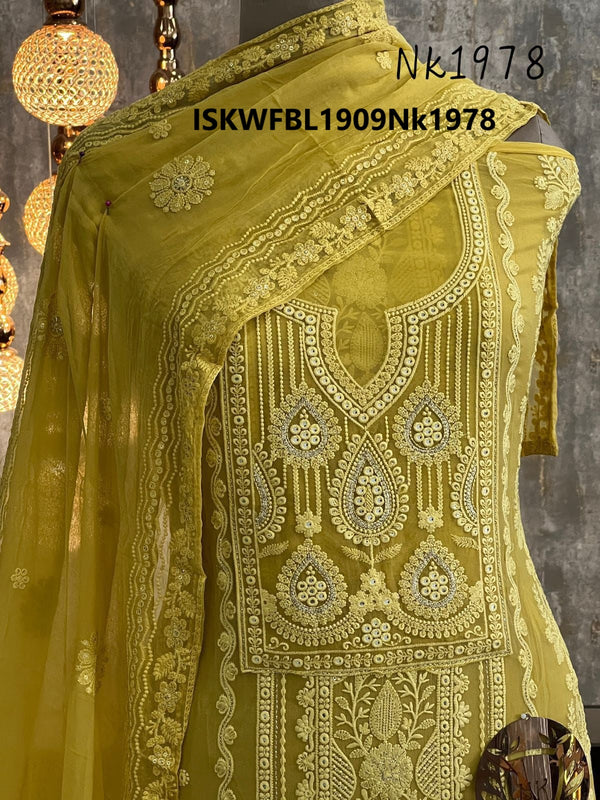 Embroidered Georgette Kurti With Shantoon Bottom And Chiffon Dupatta-ISKWFBL1909Nk1978