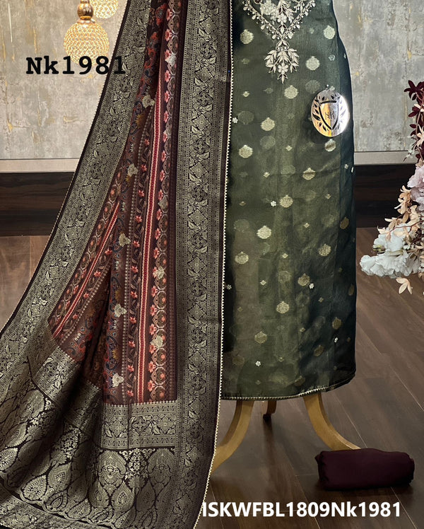 Banarasi Weaved Shimmer Tissue Kurti With Shantoon Bottom And Digital Printed Dola Silk Dupatta-ISKWFBL1809Nk1981