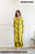 Floral Printed Rayon Kurti With Palazzo-ISKWKU2709OMK3395