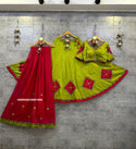 Embroidered Cotton Lehenga With Blouse And Rayon Cotton Dupatta-ISKWNAV29091996