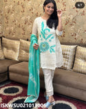 Embroidered Cotton Kurti With Pant And Printed Dupatta-ISKWSU021013006