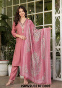 Embroidered Modal Silk Kurti With Pant And Printed Silk Dupatta-ISKWSU021013009