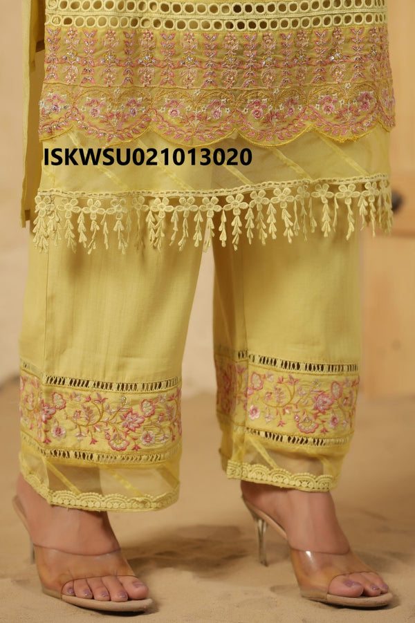 Embroidered Organza Kurti With Pant And Dupatta-ISKWSU021013020