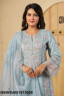 Embroidered Organza Kurti With Pant And Dupatta-ISKWSU021013020