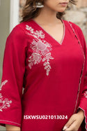 Embroidered Maslin Kurti With Pant And Dupatta-ISKWSU021013024