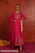 Embroidered Maslin Anarkali Kurti With Pant And Dupatta-ISKWSU021013026