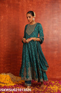 Embroidered Maslin Anarkali Kurti With Pant And Dupatta-ISKWSU021013026