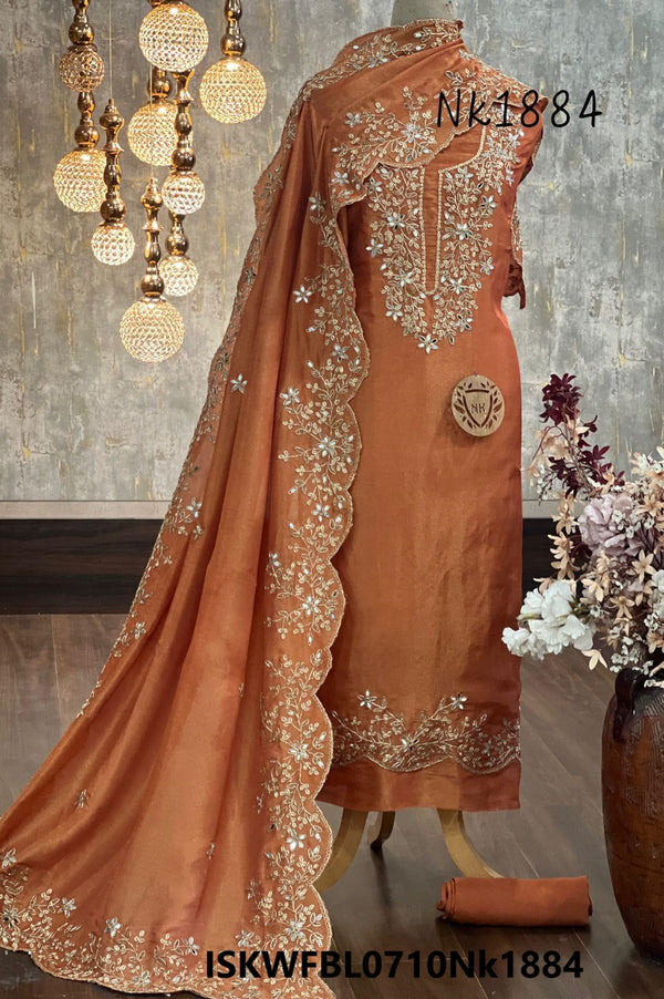 Shimmer Organza Kurti With Shantoon Bottom And Embroidered Dupatta-ISKWFBL0710Nk1884