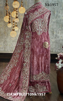 Embroidered Crush Velvet Kurti With Bottom And Dupatta-ISKWFBL0710Nk1957