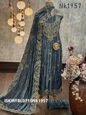 Embroidered Crush Velvet Kurti With Bottom And Dupatta-ISKWFBL0710Nk1957