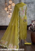 Banarasi Weaved Shimmer Tissue Kurti With Silk Bottom And Organza Scalloped Dupatta-ISKWFBL0710Nk2053