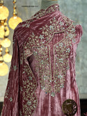 Embroidered Crush Velvet Kurti With Bottom And  Dupatta-ISKWFBL0810Nk1957