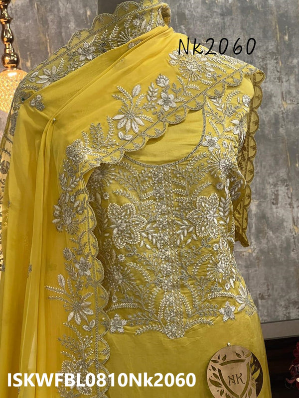 Embroidered Shimmer Kurti With Shantoon Bottom And Organza Dupatta-ISKWFBL0810Nk2060