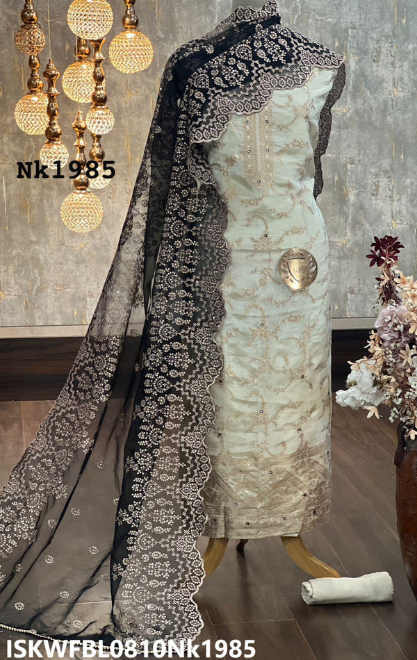 Jacquard Weaving Shimmer Tissue Kurti With Shantoon Bottom And Embroidered Organza Dupatta-ISKWFBL0810Nk1985