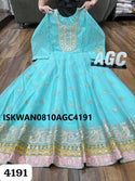 Embroidered Chanderi Silk Anarkali With Self Weaved Digital Printed Silk Dupatta-ISKWAN0810AGC4191