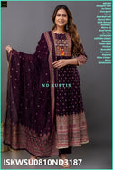 Embroidered Georgette Anarkali Kurti With Pant And Dupatta-ISKWSU0810ND3187