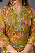 Printed Cotton Kurti With Afghani Pant And Dupatta-ISKWSU0810ND3178/ND3179/ND3180