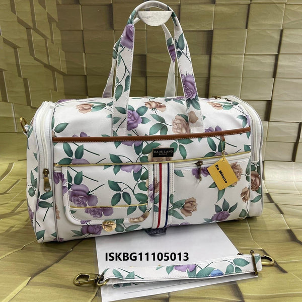 Flower Printed Leather Duffle Bag-ISKBG11105013