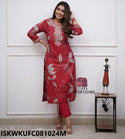 Printed Maslin Kurti With Silk Pant-ISKWKUFC081024M