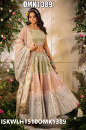 Printed Malmal Lehenga With Blouse And Dupatta-ISKWLH1510OMK1389