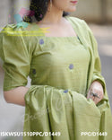 Embroidered Cotton Silk Kurti With Pant And Dupatta-ISKWSU1510PPC/D1449