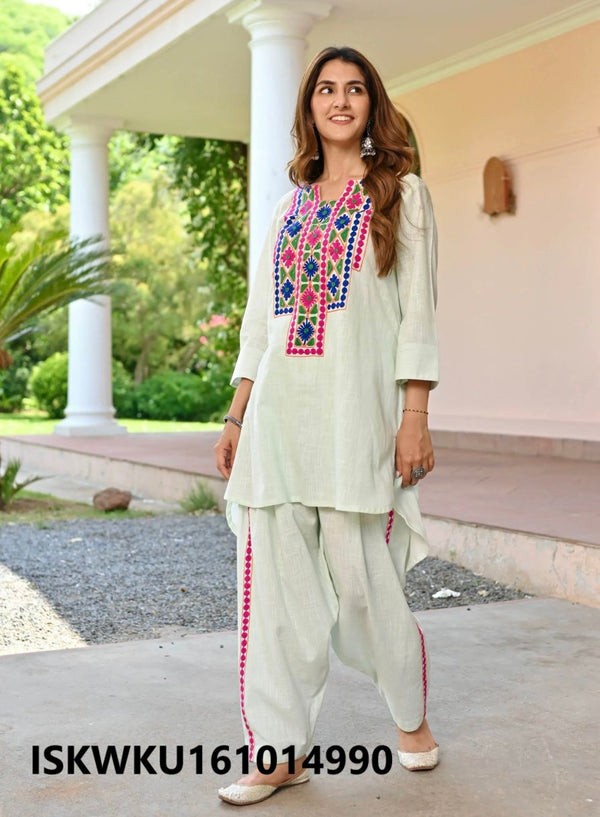 Embroidered Cotton Kurti With Pant-ISKWKU161014990