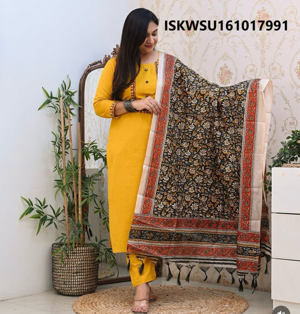 Cotton Kurti With Pant And Printed Chanderi Dupatta-ISKWSU161017991