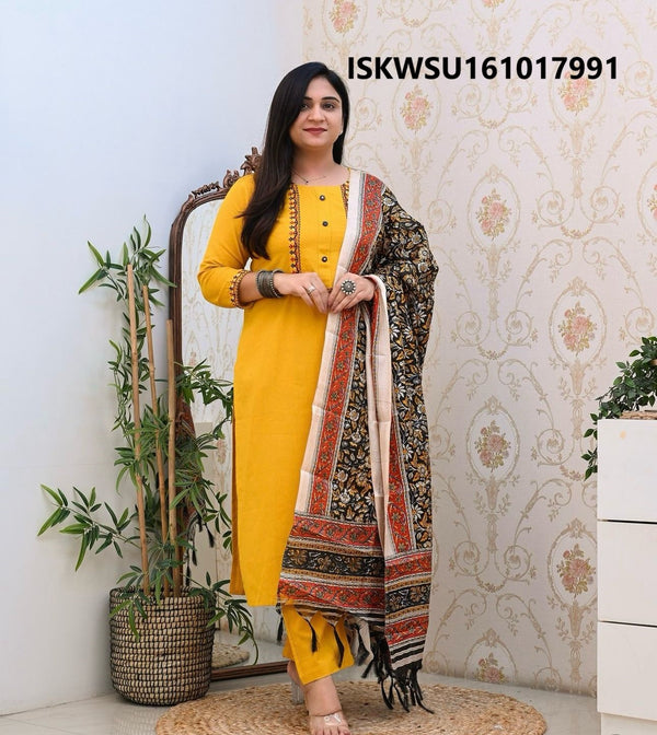 Cotton Kurti With Pant And Printed Chanderi Dupatta-ISKWSU161017991