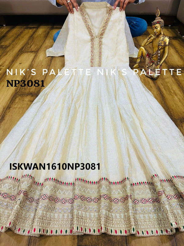 Self Jacquard Weaving Tissue Anarkali With Bandhej Printed Dupatta-ISKWAN1610NP3081